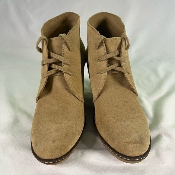 J.Crew Womens Size 7 Tan Macalister Wedge Heel Ankle Bootie Suede Boho Neutral - Picture 2 of 9